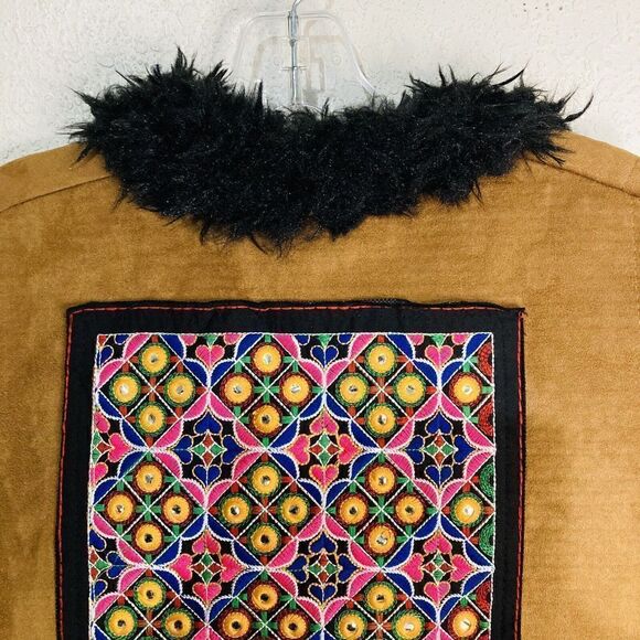 Scandal Italy Womens Serenity Brown And Black Faux Fur Boho Vest One Size - Picture 14 of 16